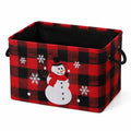 Cesto contenitore 38 x 28 x 28 cm in tessuto rosso e nero con manici in corda stile natalizio