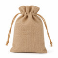 Sacchetto regalo 15 x 20 cm in juta beige con chiusura a coulisse stile rustico