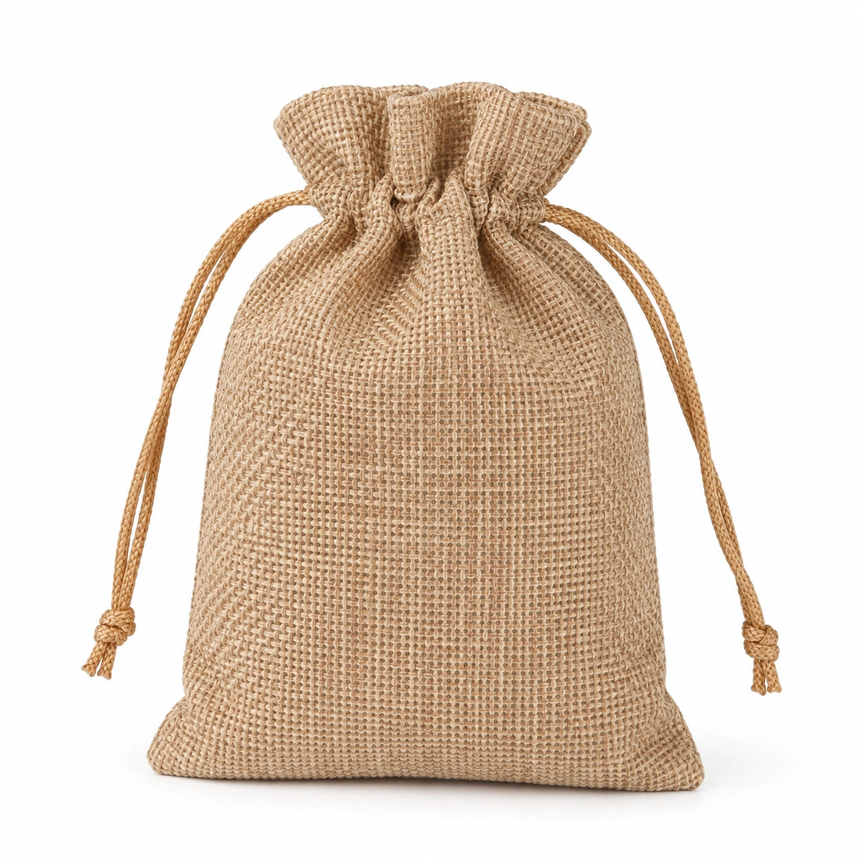 Sacchetto regalo 15 x 20 cm in juta beige con chiusura a coulisse stile rustico