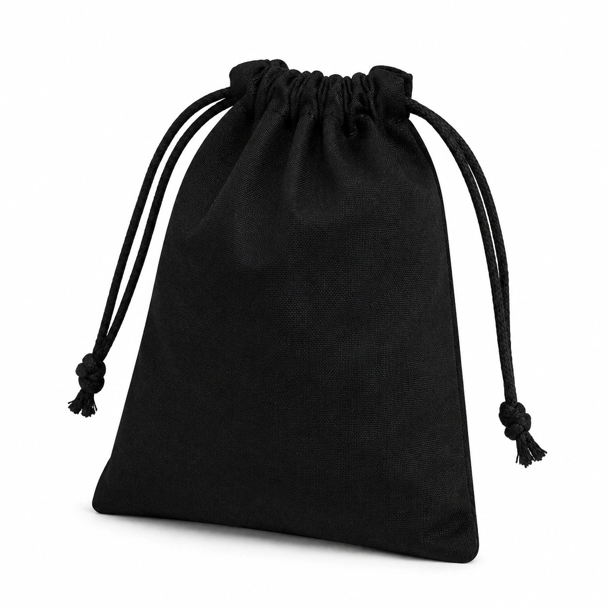 Sacchetto con coulisse 10 x 15 cm in tessuto nero per piccoli oggetti stile minimalista