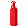 Borsa portabottiglie 10 x 10 x 35 cm in tessuto non tessuto rosso con manici