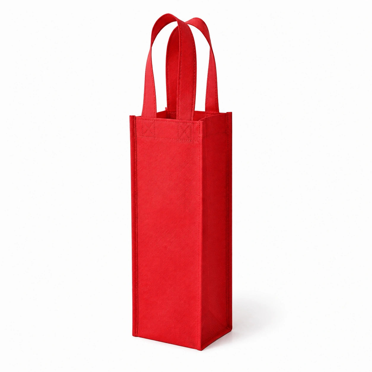 Borsa portabottiglie 10 x 10 x 35 cm in tessuto non tessuto rosso con manici