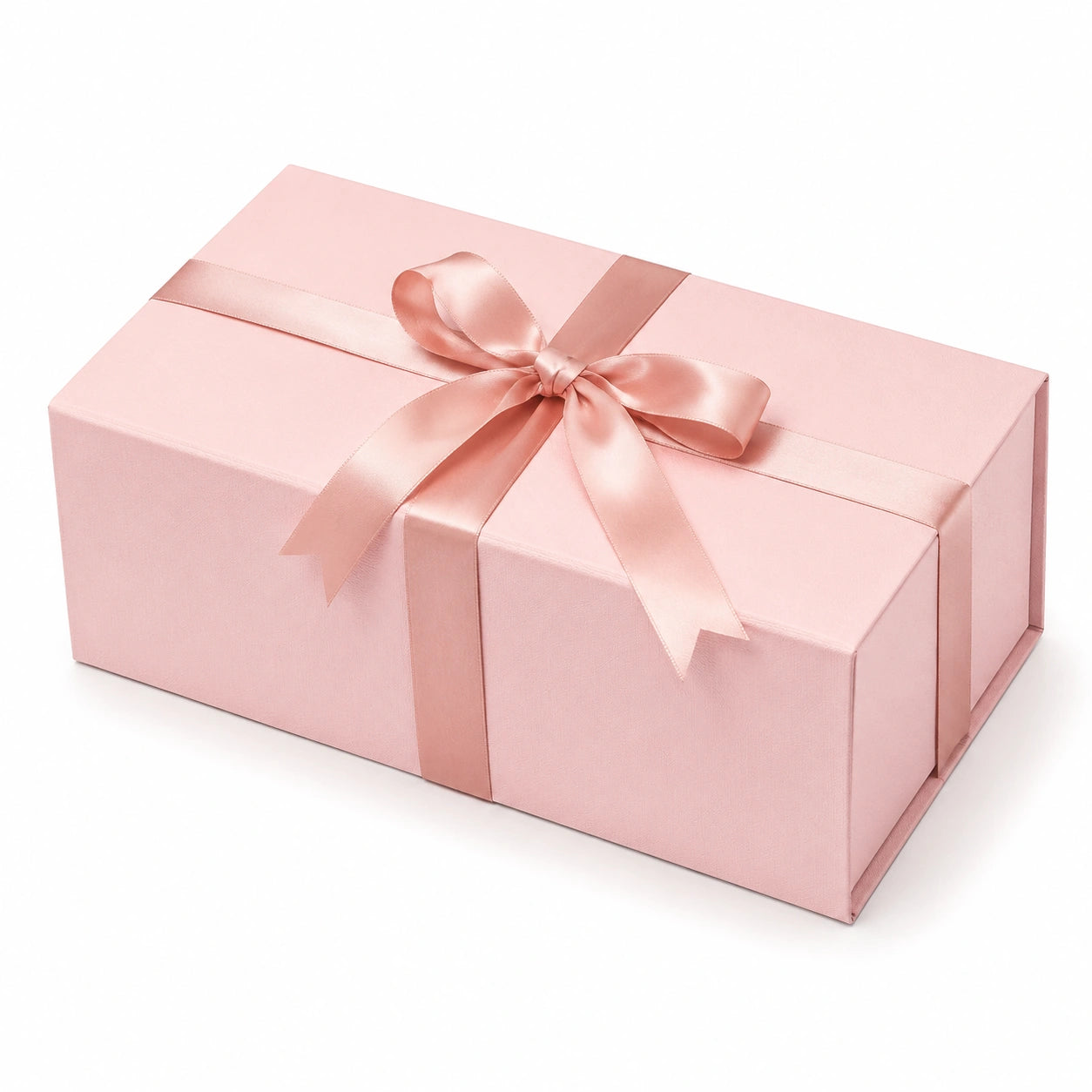 Scatola regalo 30 x 20 x 12 cm in cartone rosa con nastro in raso stile elegante