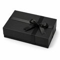 Scatola regalo 30 x 22 x 8 cm in cartone nero con nastro decorativo - confezione rettangolare con coperchio