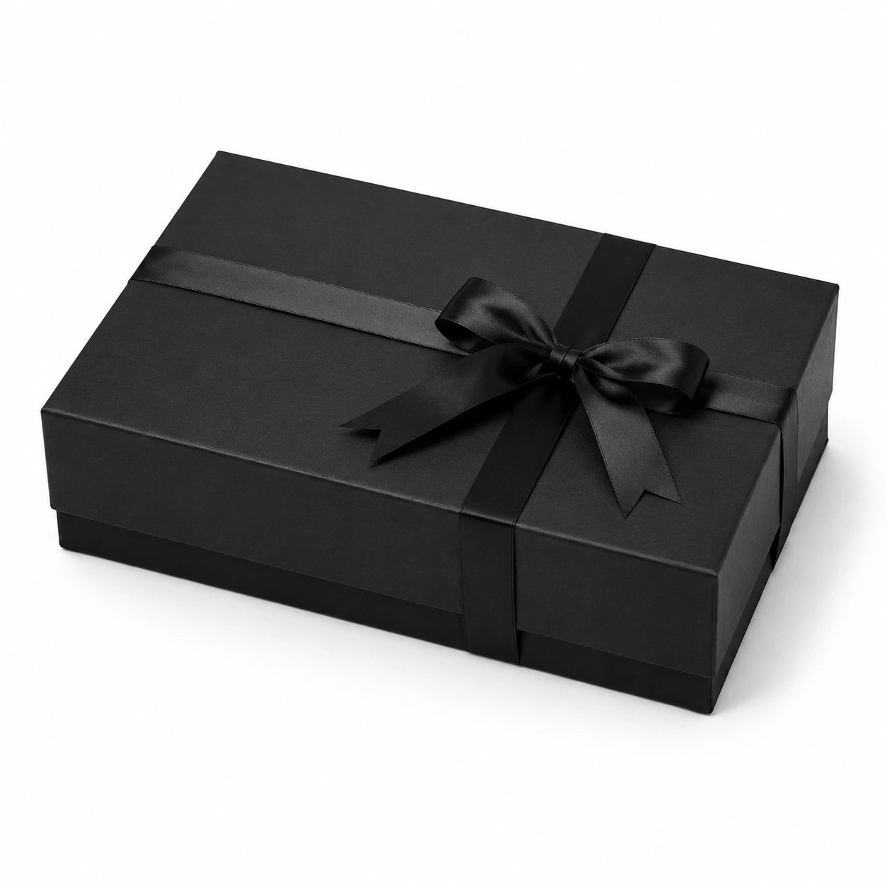 Scatola regalo 30 x 22 x 8 cm in cartone nero con nastro decorativo - confezione rettangolare con coperchio