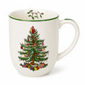 Tazza in ceramica 350 ml bianca con albero decorato e manico stile natalizio
